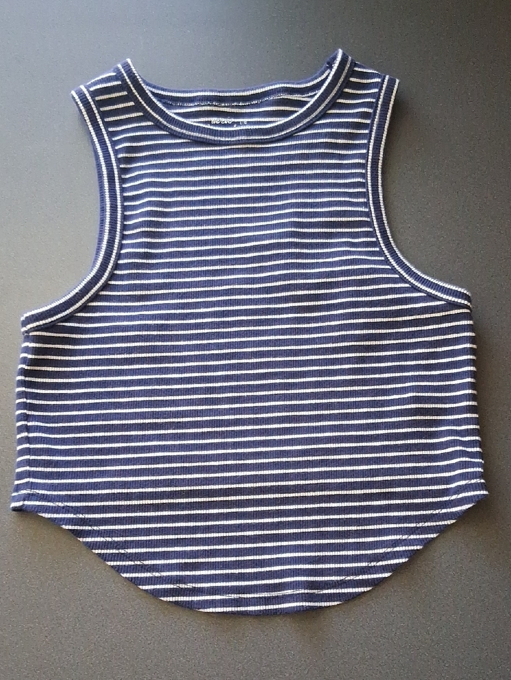 Aerie Navy & White Cropped Tank Top Large